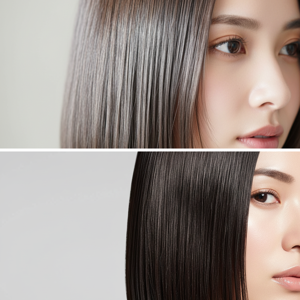 酸性ストレートと縮毛矯正の比較画像